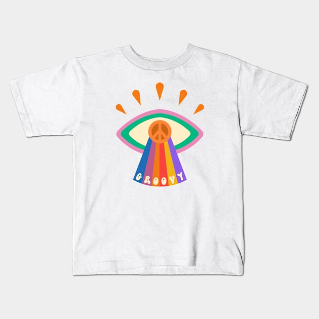 Groovy Hippie Flower Kids T-Shirt by Dandzo